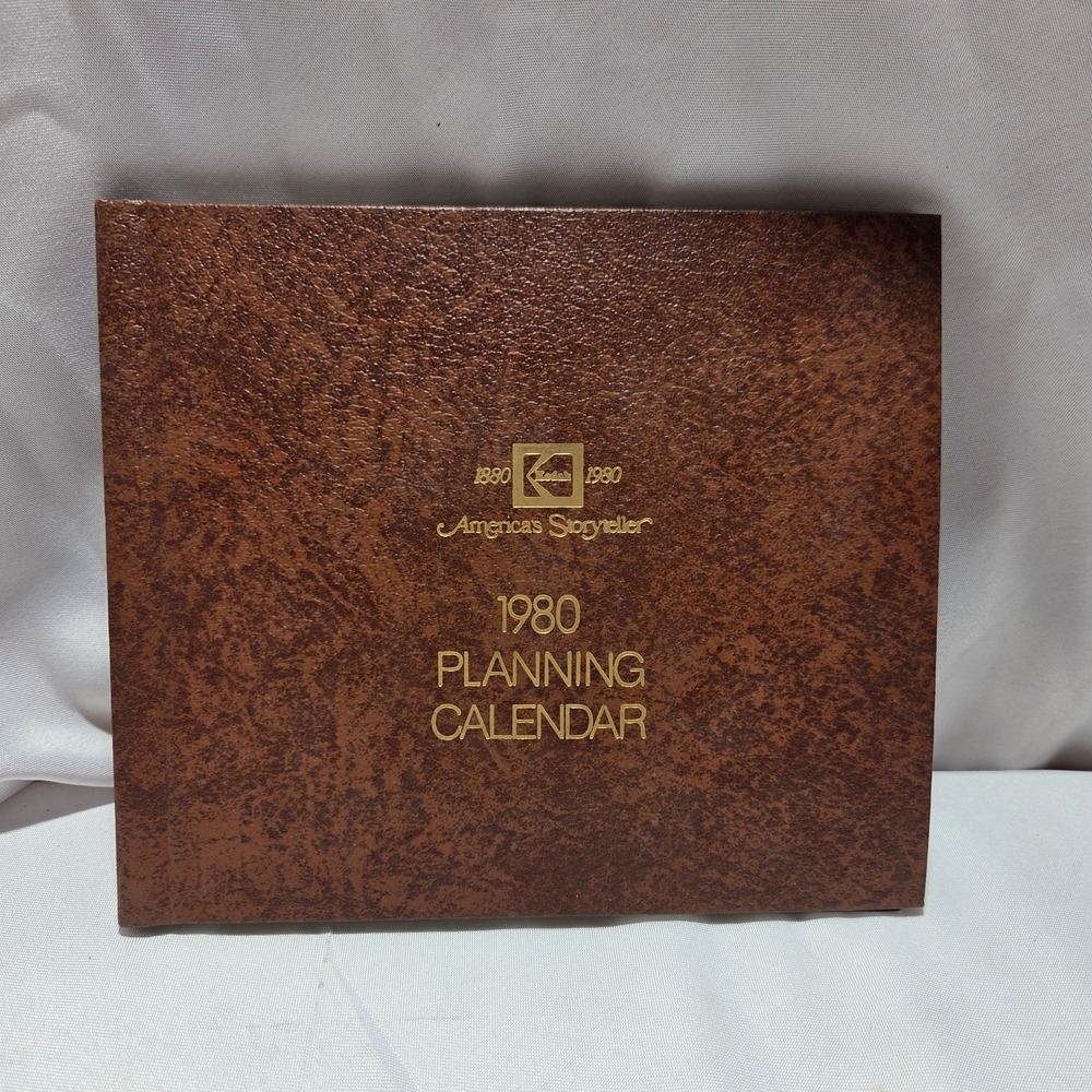 Vintage Kodak 1980 Plan Calendar Americas Storyteller Brown Faux Leather AC103
